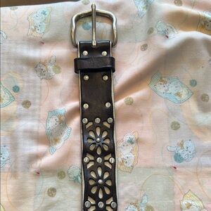 Lucky Brand Black Floral Cutout Belt